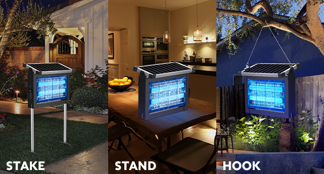 Solar Bug Zapper Outdoor & Indoor USB 4000mAh Rechargeable Mosquito Killer with Smart Light Sensor