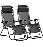 Patio Chair Outdoor Furniture Zero Gravity Chair Patio Lounge Camping Chair Set of 2 Recliner Adj...