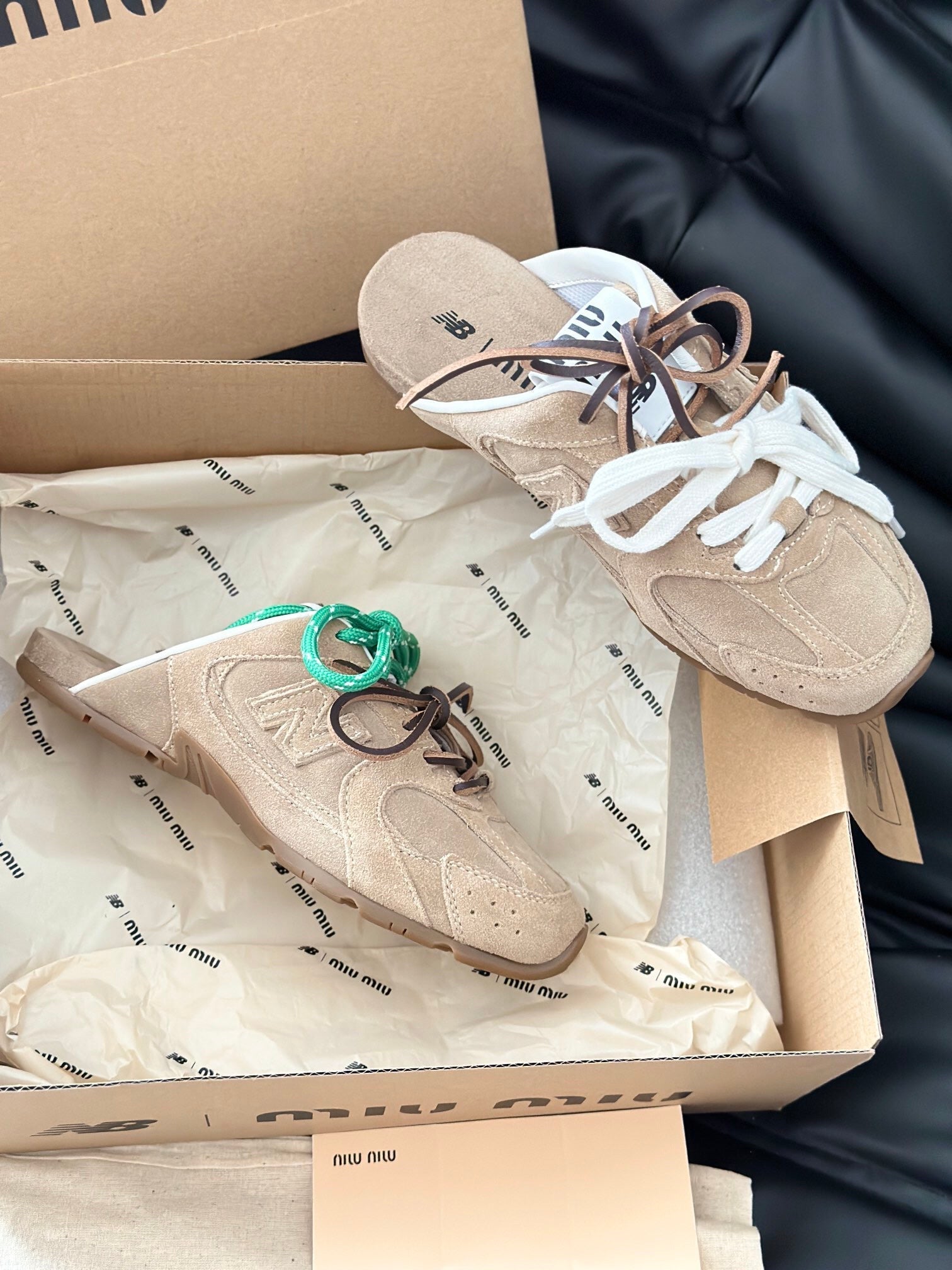 MIUxNEW 530 MULES SNEAKER IN BROWN ECRU SUEDE、mysite、Cacoeks