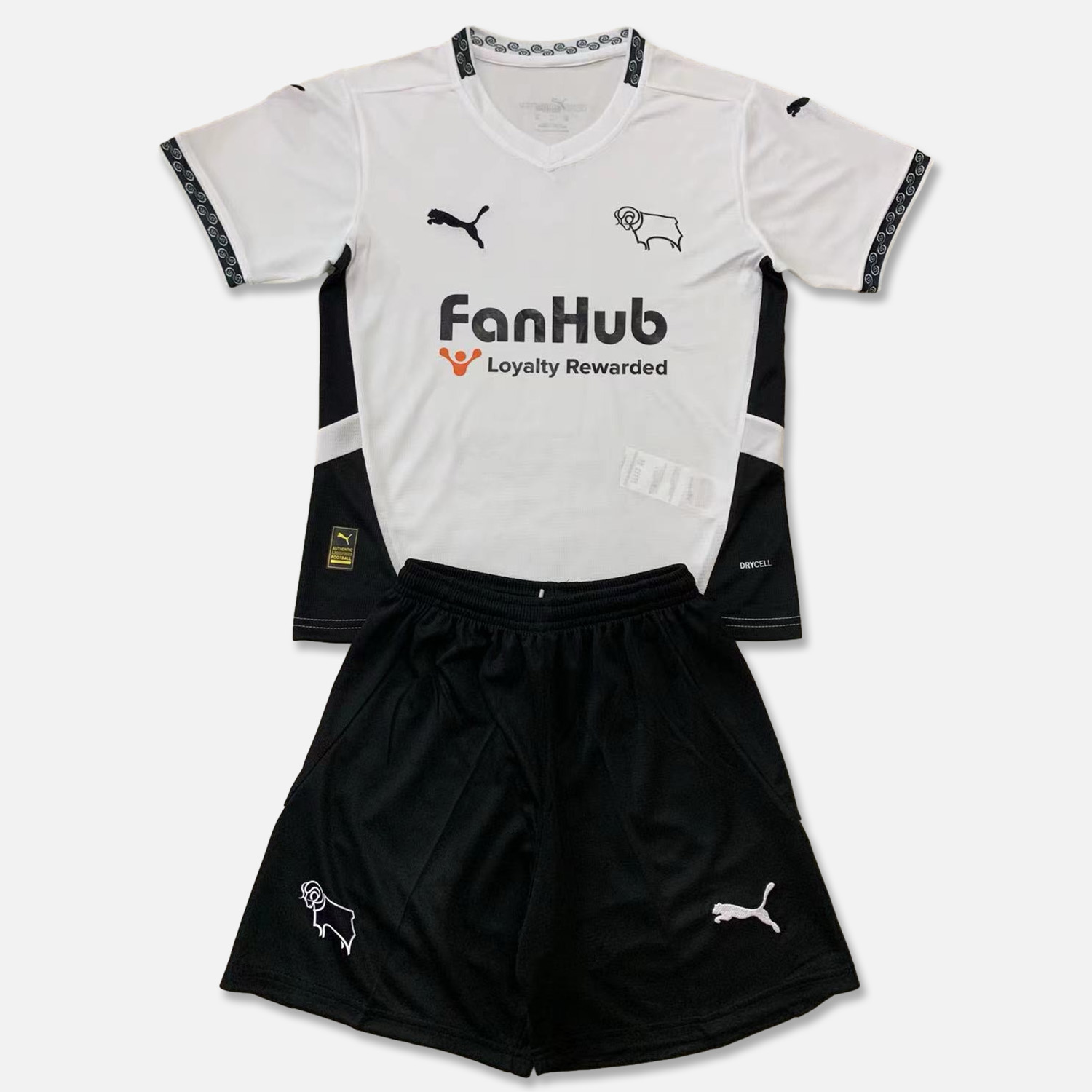 ManixJersey.com | Derby County 24-25 Home Stadium Kids Kit -Customize Name, Number and Patch | Worldwide Shipping