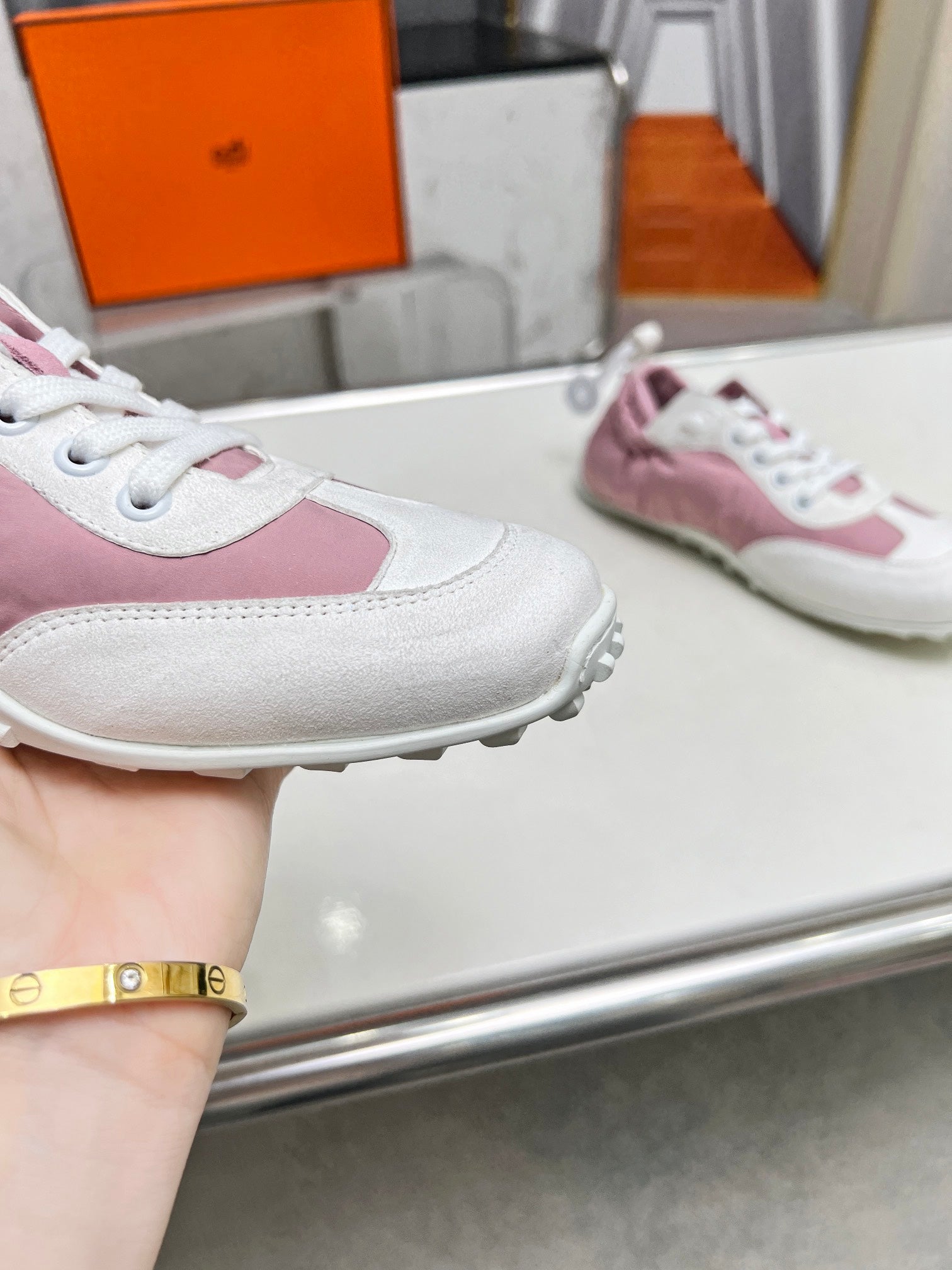 SKATEBOARD SHOES LIGHT PINK MIX WHITE SUEDE、mysite、Cacoeks