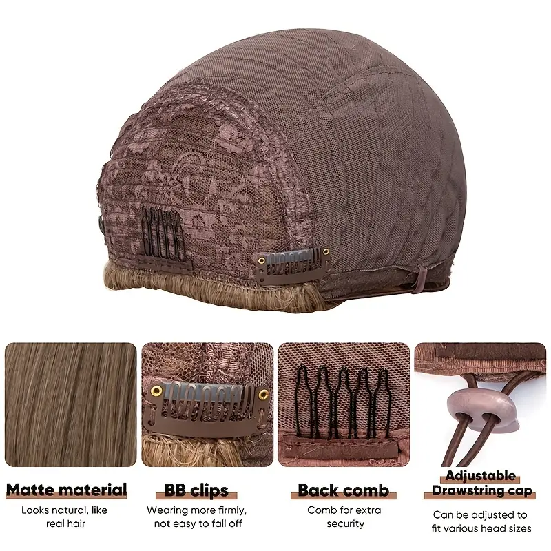 half wig synthetic none lace heat resistant wig for women 180 density volumizing hair wigs details 7