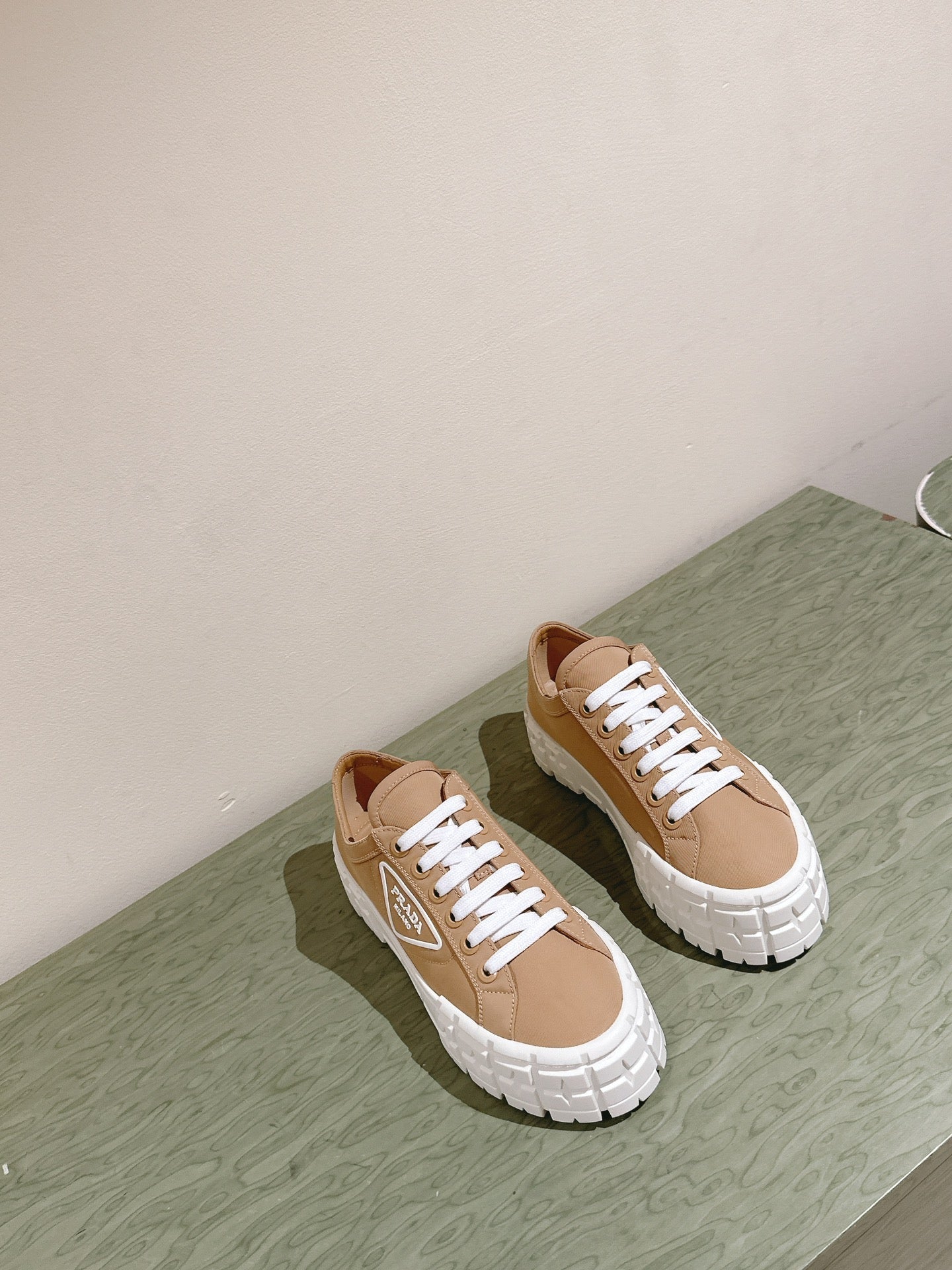 PRA DOUBLE WHEEL RE-NYLON GABARDINE SNEAKERS TUSCAN CALFSKIN、mysite、Cacoeks
