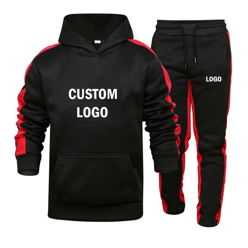 Custom Logo Two Pieces Sets Winter Men's Sets Hoodie+Pants Casual Tracksuit Male Sportswear Gym Jogging Autimn Men's SweatSuit