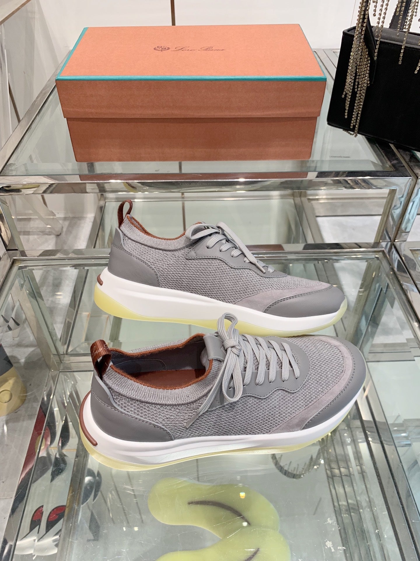 SNEAKER IN GRAY CANVAS MIX SUEDE WITH LAMBSKIN、mysite、Cacoeks
