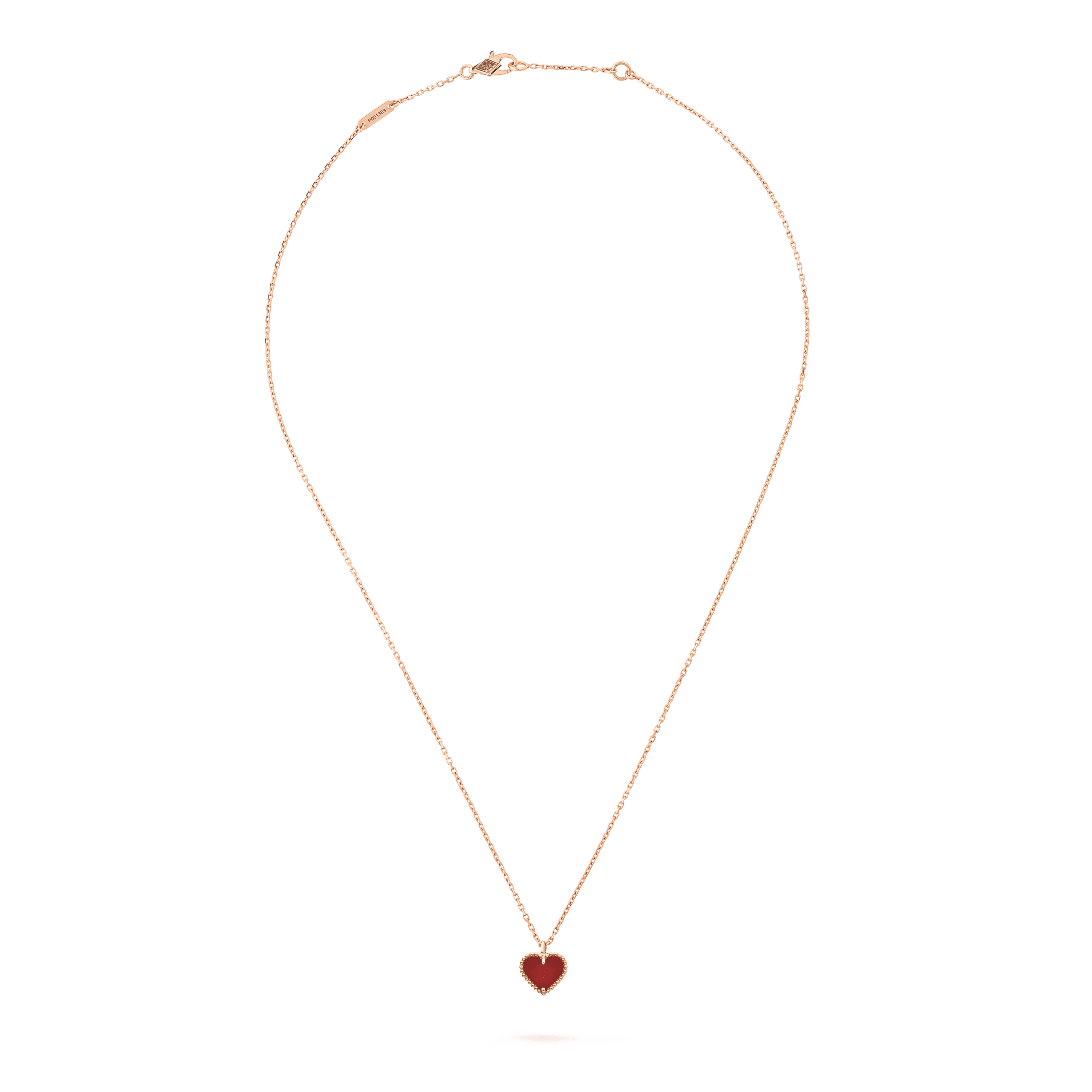 スウィート アルハンブラ ハート ペンダント, ローズ ゴールド, カーネリアン:  1 石, Front, Jewelry Pendent