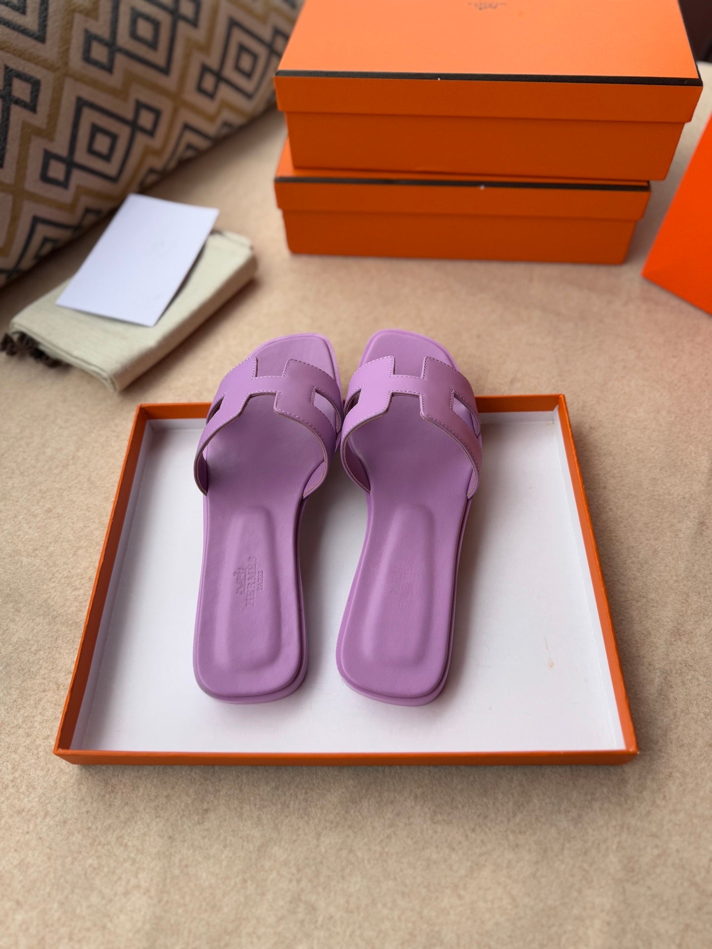 0RAN SANDALS IN LILAC PURPLE CALFSKIN、mysite、Cacoeks