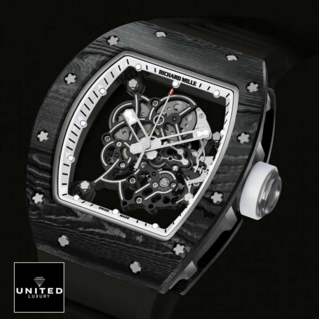 Richard Mille White Dial Black Bezel Replica black background