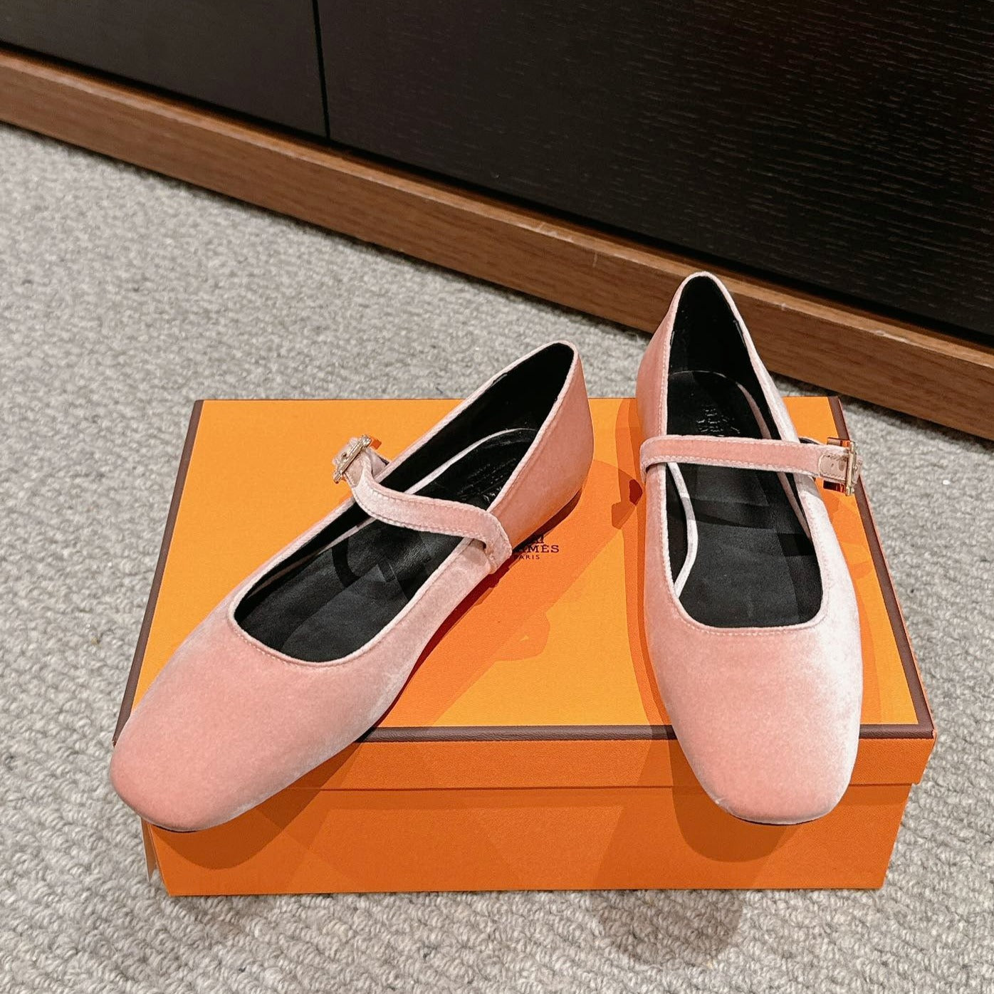 JANE BALLET FLAT PEACHY PINK VELVET、mysite、Cacoeks