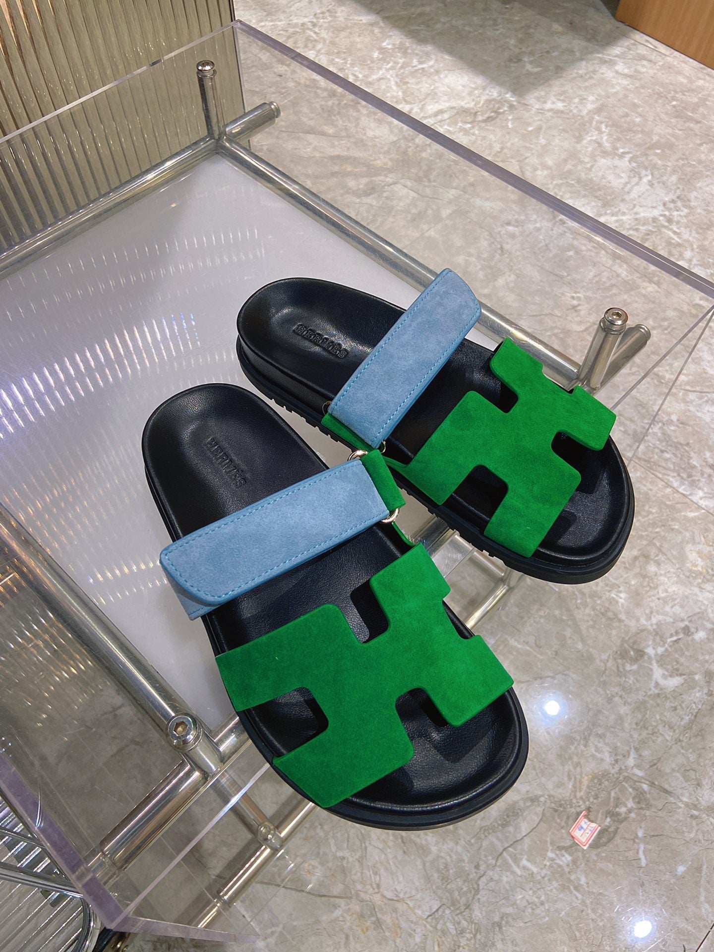 CHYPRE SANDAL GREEN MIX BLUE SUEDE、mysite、Cacoeks
