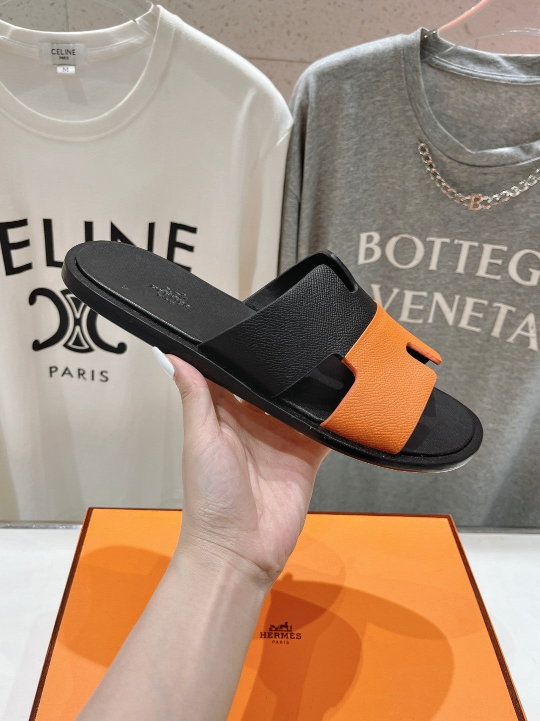 IZMIR SANDAL BLACK MIX ORANGE LAMBSKIN、mysite、Cacoeks