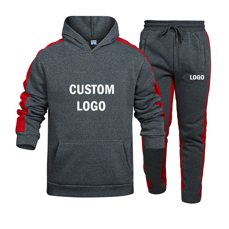 Custom Logo Two Pieces Sets Winter Men's Sets Hoodie+Pants Casual Tracksuit Male Sportswear Gym Jogging Autimn Men's SweatSuit