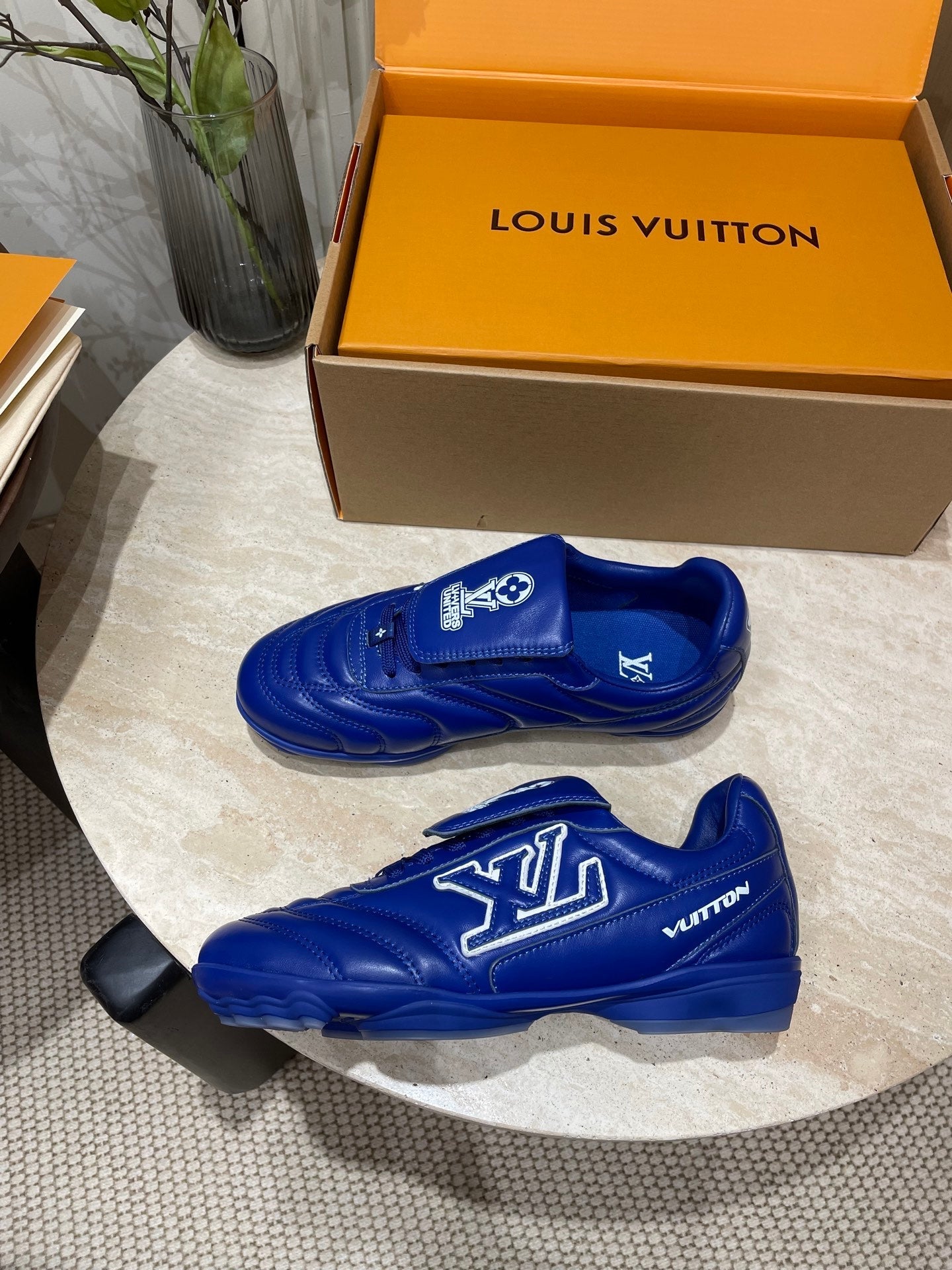 FOOTPRINT SOCCER SNEAKER IN COBALT BLUE CALFSKIN、mysite、Cacoeks