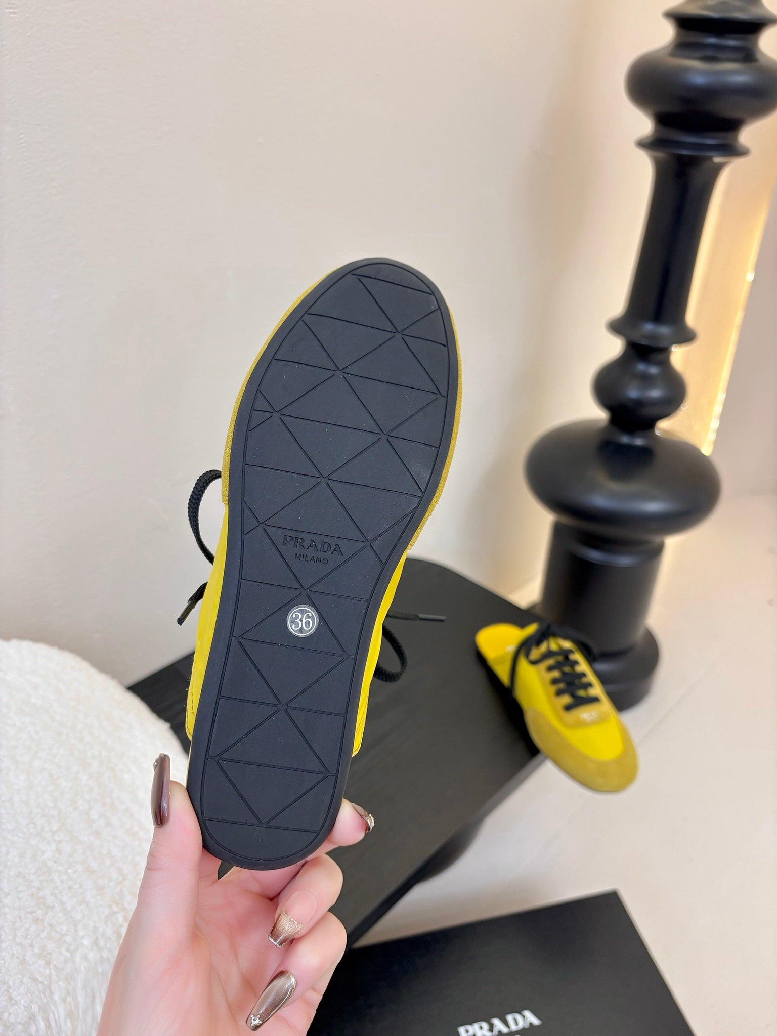 SNEAKER MULES IN YELLOW NYLON AND SUEDE、mysite、Cacoeks