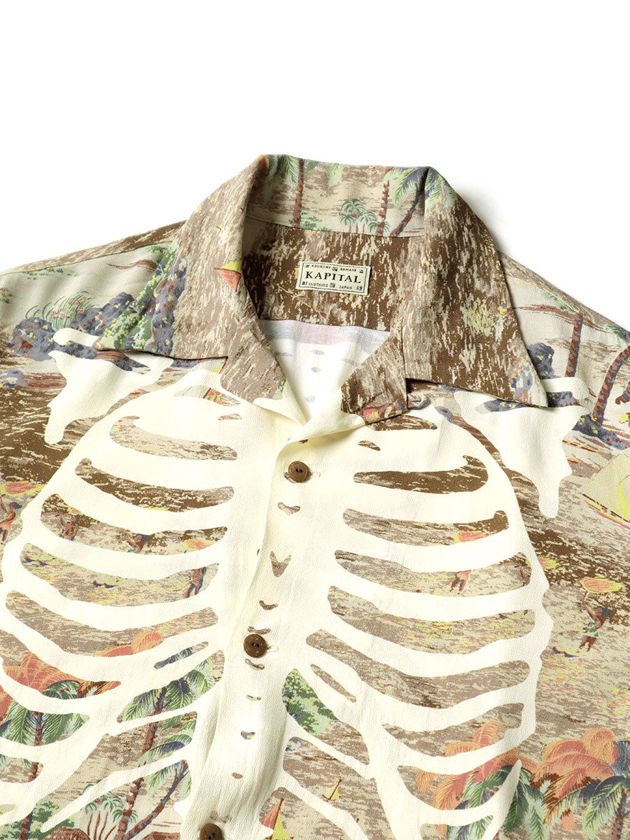 KAPITAL Rayon Kamehameha BONE pt Aloha Shirt  EK-1214SSA 