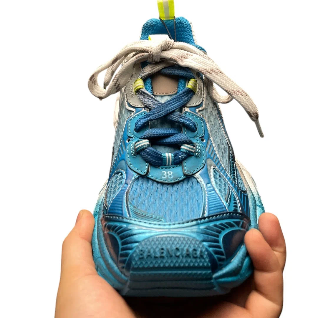 Balenciaga 3XL Toe Spray Sneaker in White Blue Yellow、mysite、Cacoeks