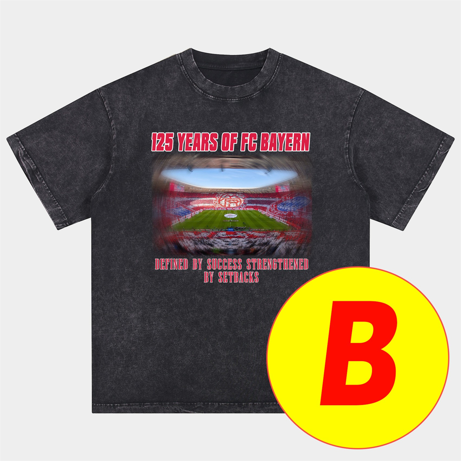 Unitedfootballkit.com | Bayern Munich 2025 125th Anniversary Memory Fragments Oversized Washed T-Shirt -Customize Name, Number and Patch | Worldwide Shipping