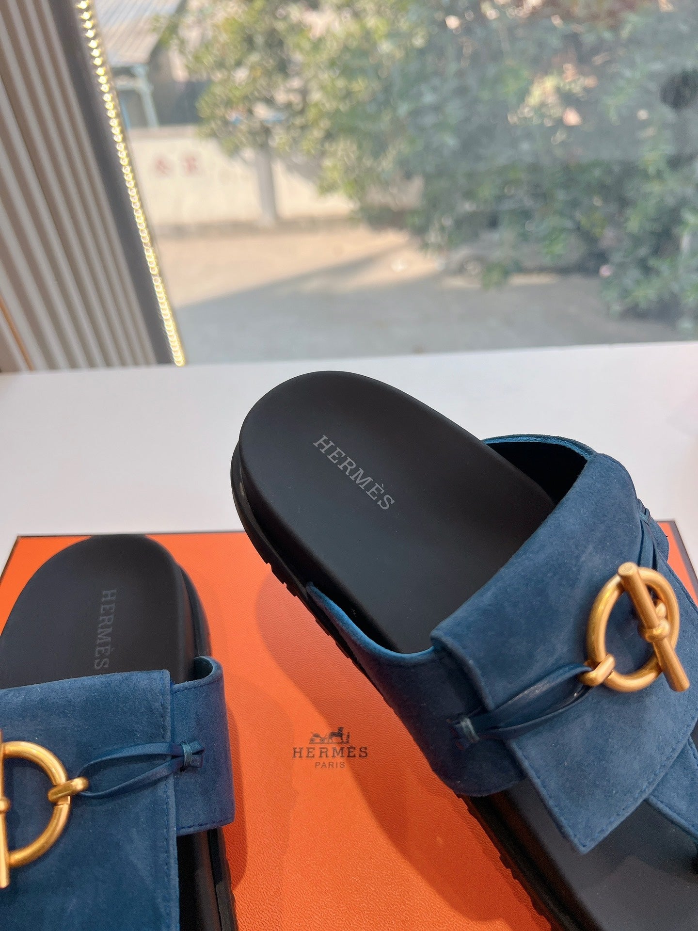 JOYCE SANDAL IN NAVY BLUE SUEDE、mysite、Cacoeks