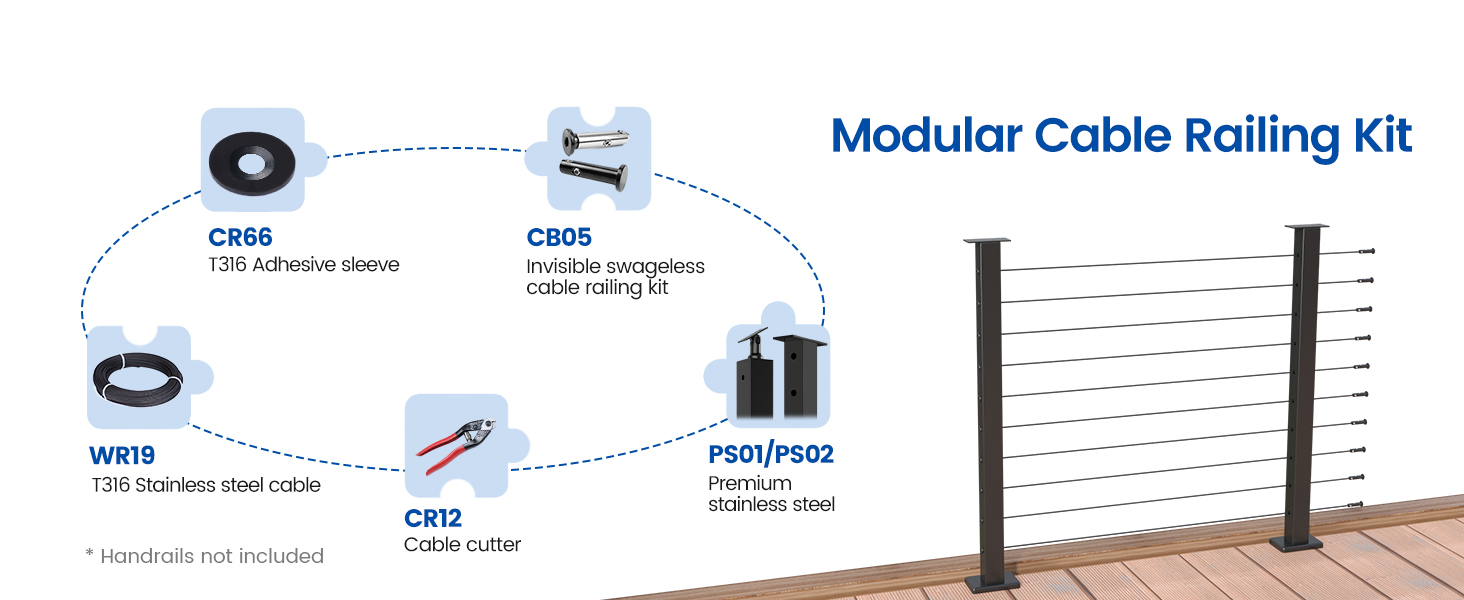 Muzata Modular Cable Railing Kit