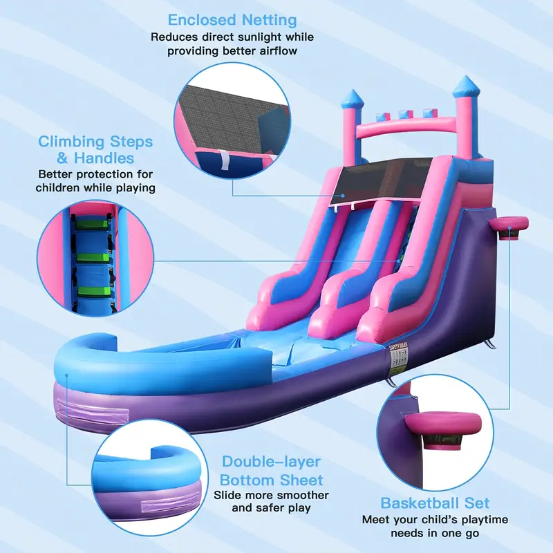 26ft water slide 100 pvc commercial bounce house water slide pool suitable for backyard park or commercial use details 2