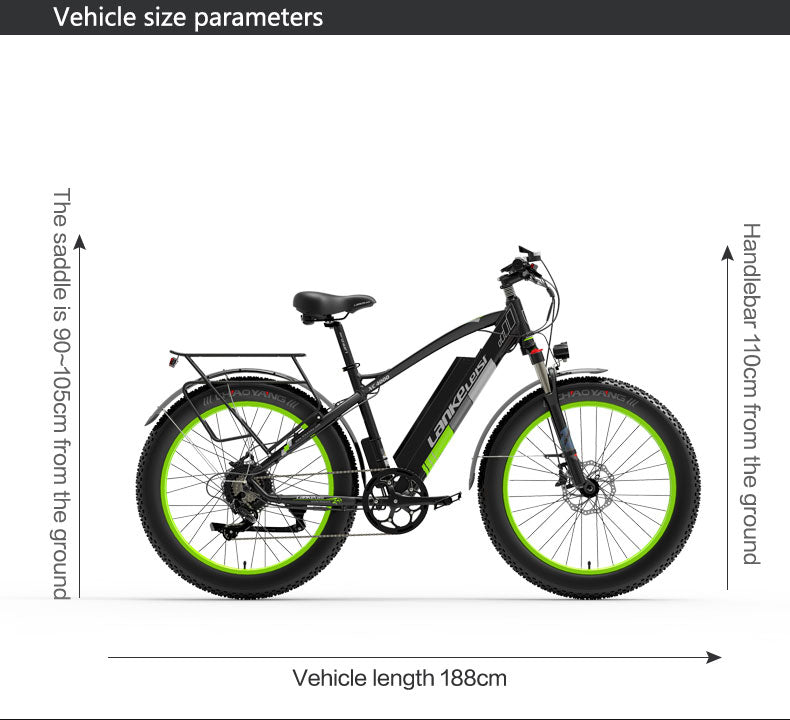 Lankeleisi XC4000 1000W 26" Electric Fat Bike 840Wh E-Mountain Bike EMTB 48V 17.5Ah Battery - Buybestgear