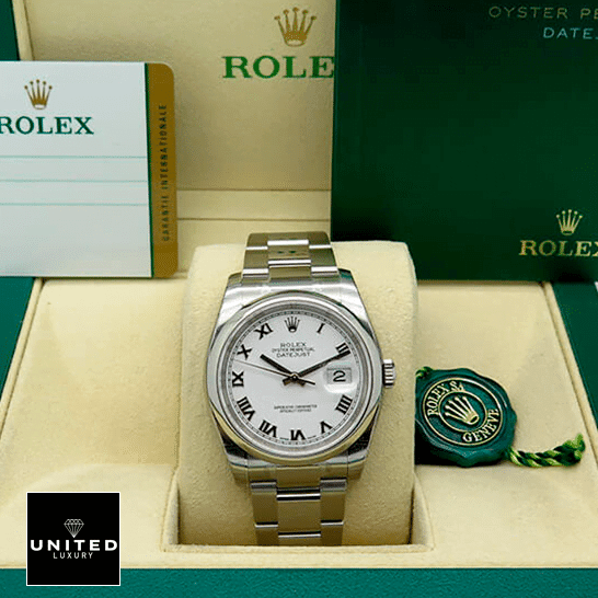 Rolex Oyster Perpetual Datejust White Dial 116200 Replica 2 Rolex Oyster Perpetual Datejust White Dial 116200 Replica & Guarantee Card in the Green Rolex Box