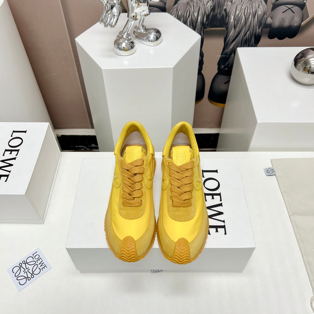 FLOW RUNNER SNEAKER IN SUN YELLOW SUEDE AND SHEEPSKIN、mysite、Cacoeks