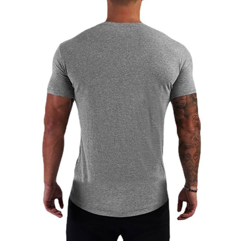 Summer Cotton Sports T-Shirts Mens Slim Fit Gym Fitness Male T Shirt Casual Running Bodybuilding Man Jogging Workout Clothing