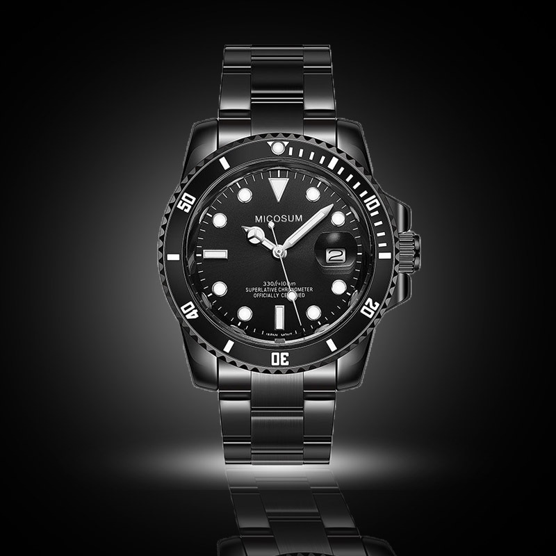 Men's Business Calendar Stainless Steel Watch - Black