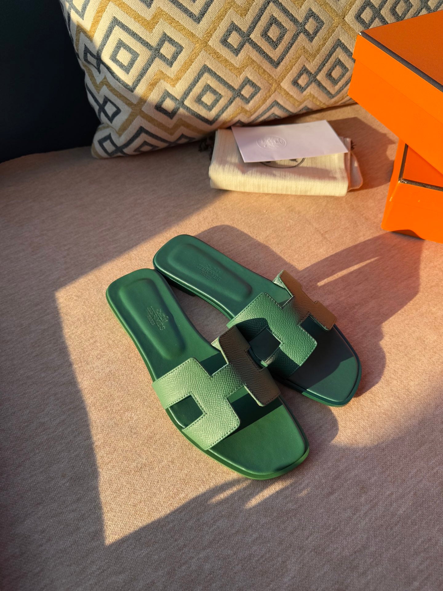 0RAN SANDALS IN HUNTER GREEN CALFSKIN、mysite、Cacoeks