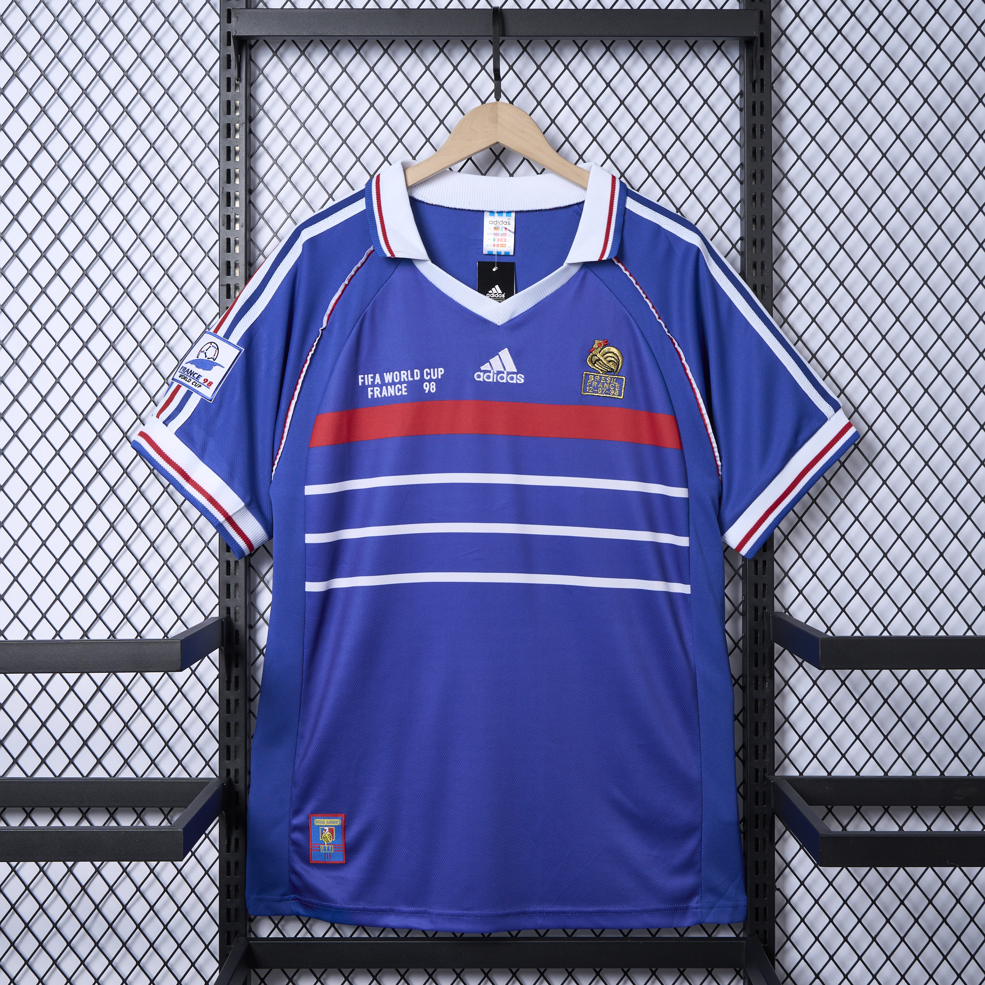 GlobeJersey-Retro France 1998 Home Stadium Jersey (with 1998 World Cup mark on right chest)