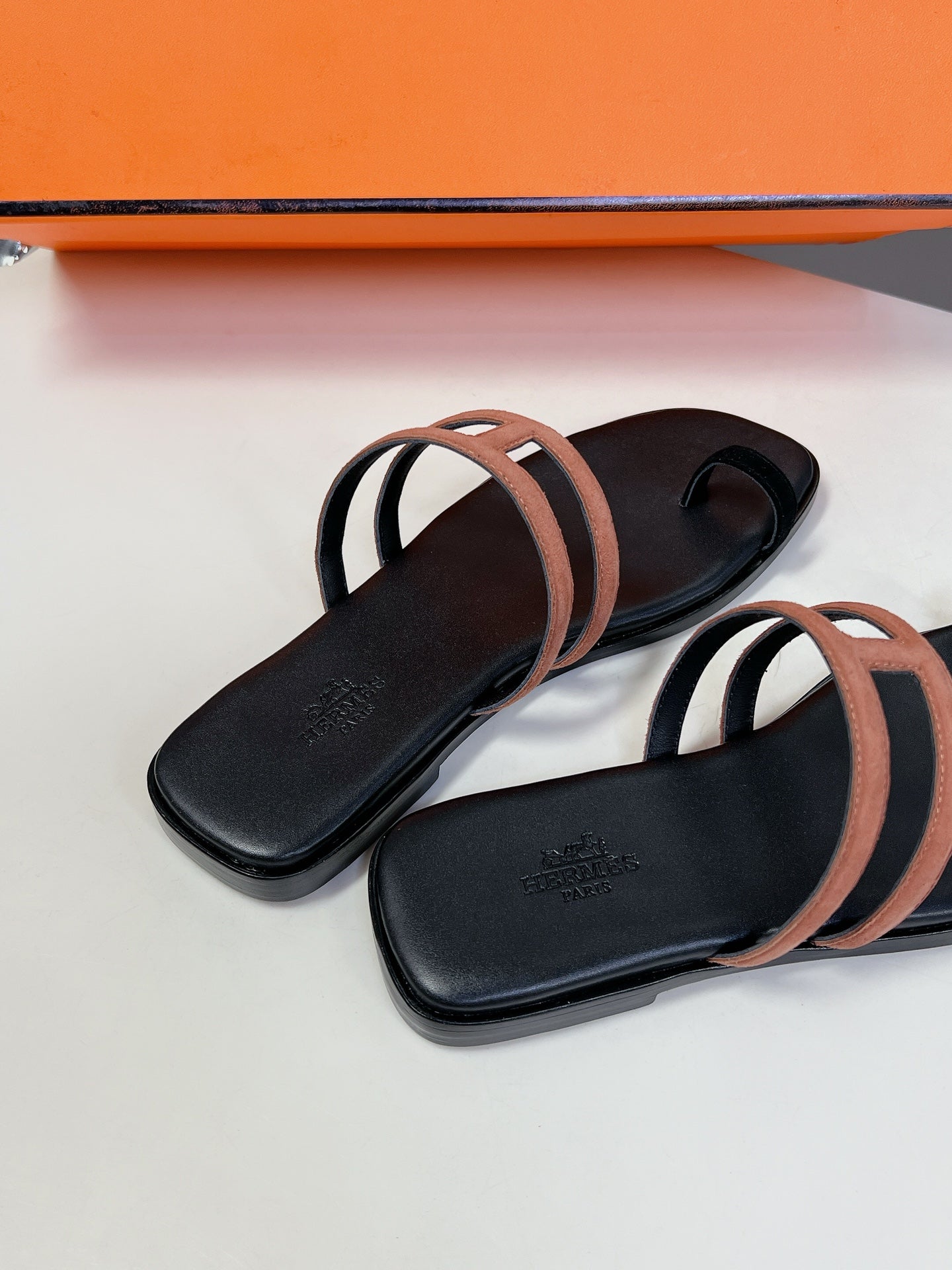Georgia Sandals Peach Suede Black Calfskin、mysite、Cacoeks