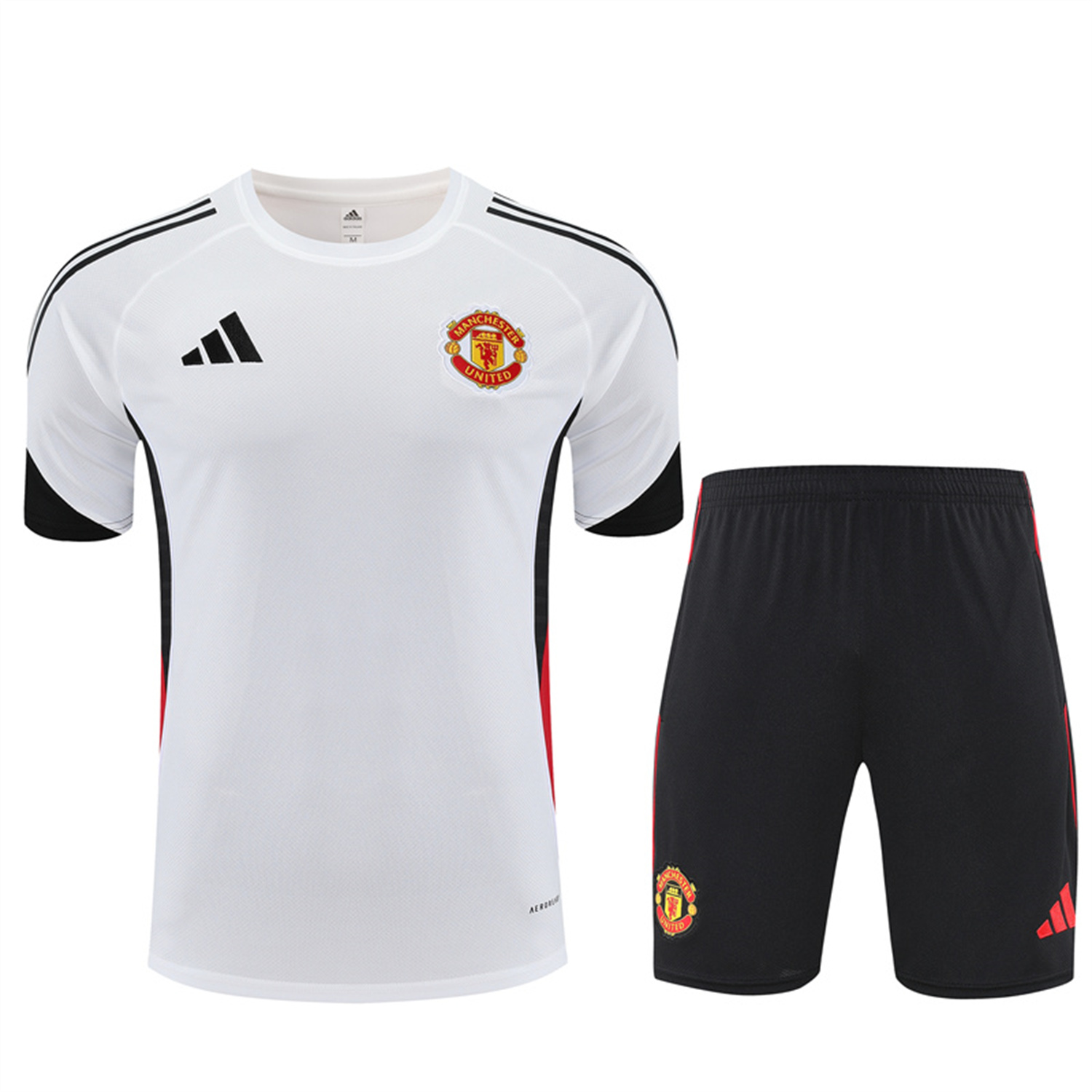 UltraTrikot-Manchester United 25-26 Short-Sleeve Training Set - White Top & Black Shorts