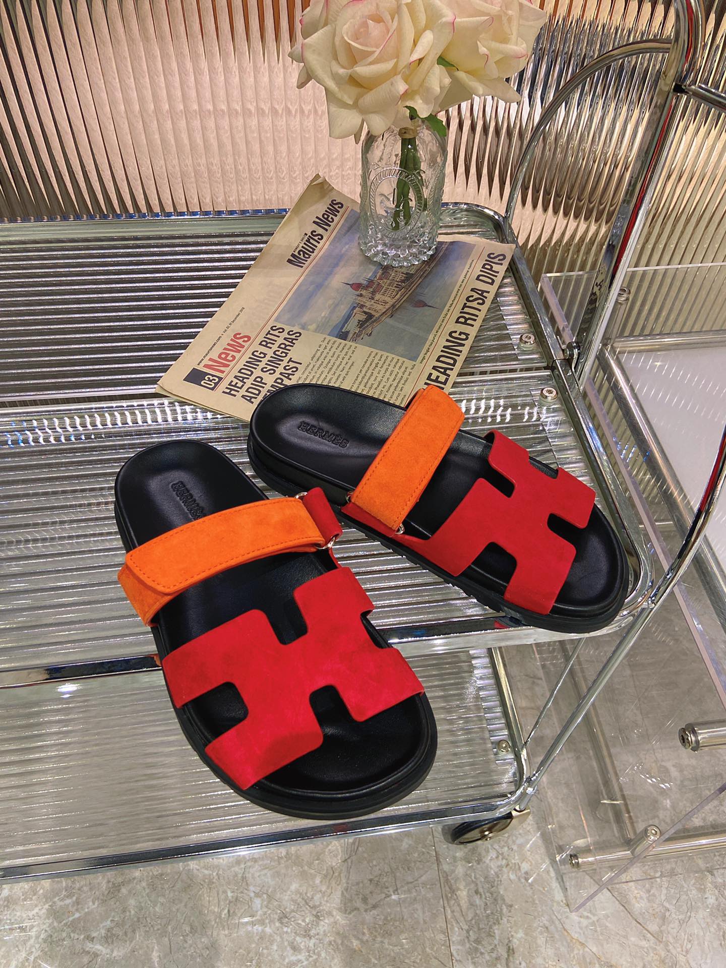 CHYPRE SANDAL RED MIX ORANGE SUEDE、mysite、Cacoeks