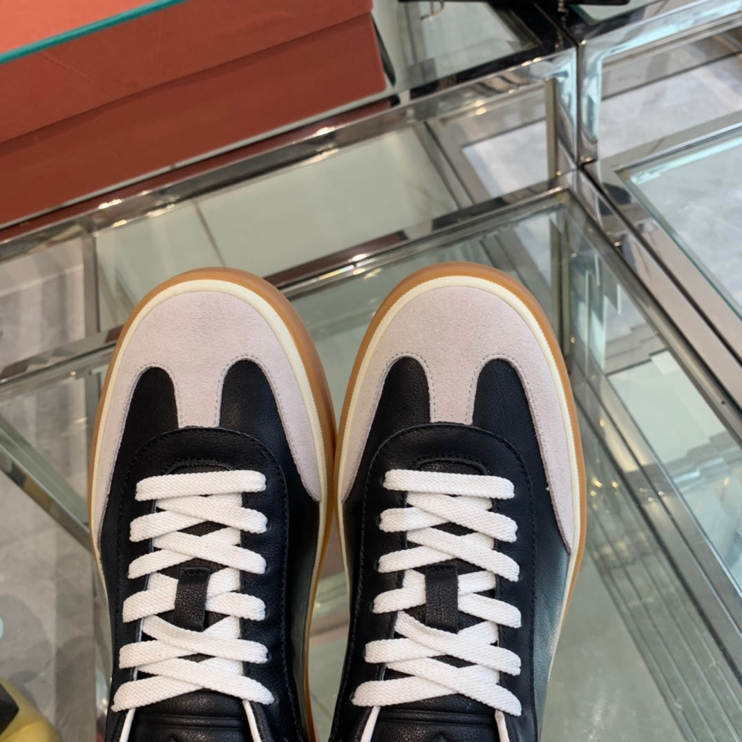 LP TENNIS WALK SNEAKERS BLACK AND BEIGE CALFSKIN、mysite、Cacoeks