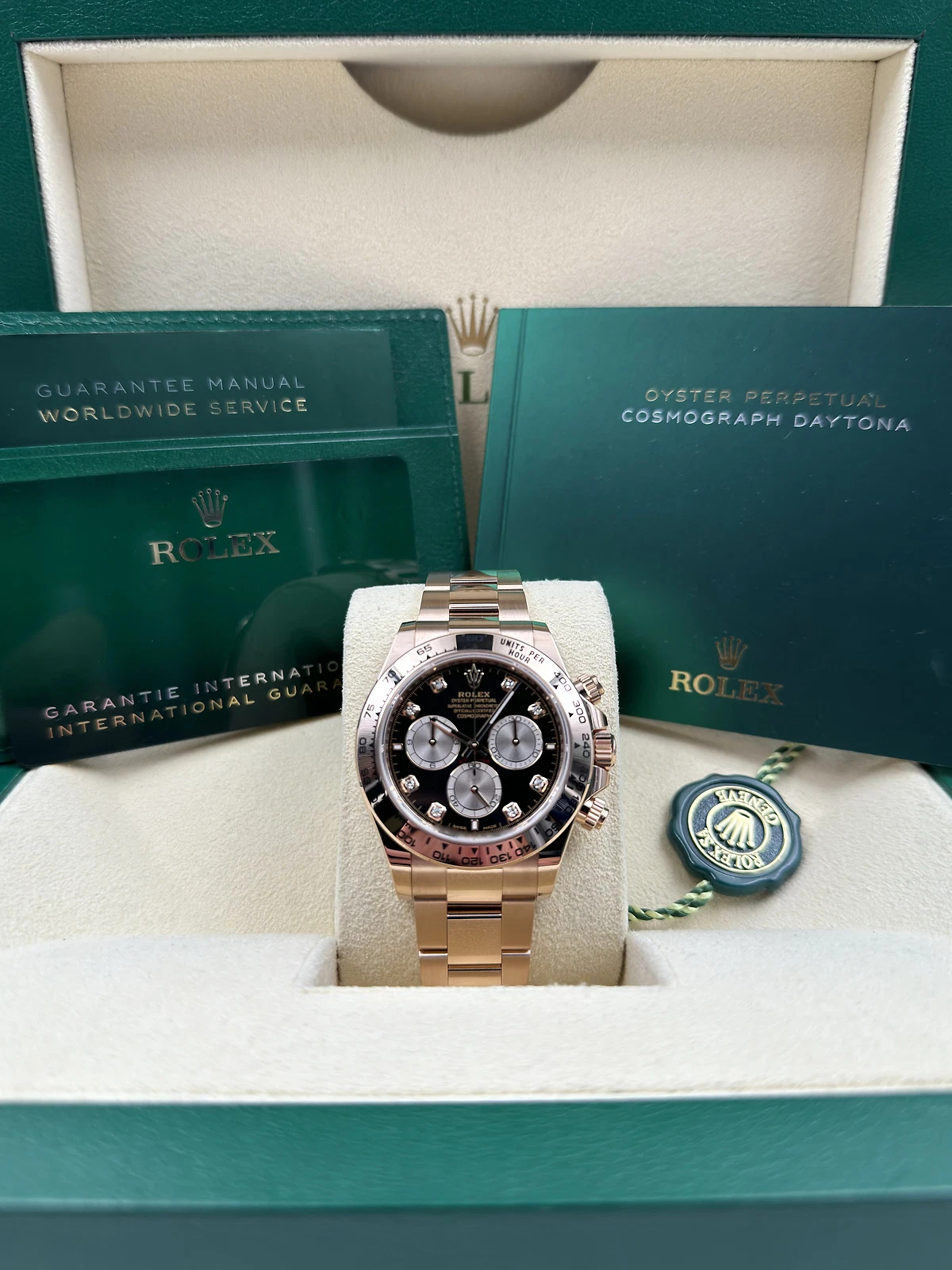 Rolex Daytona M126505-0002 Super Clone – Everose Gold 40mm Black Dial Swiss Replica