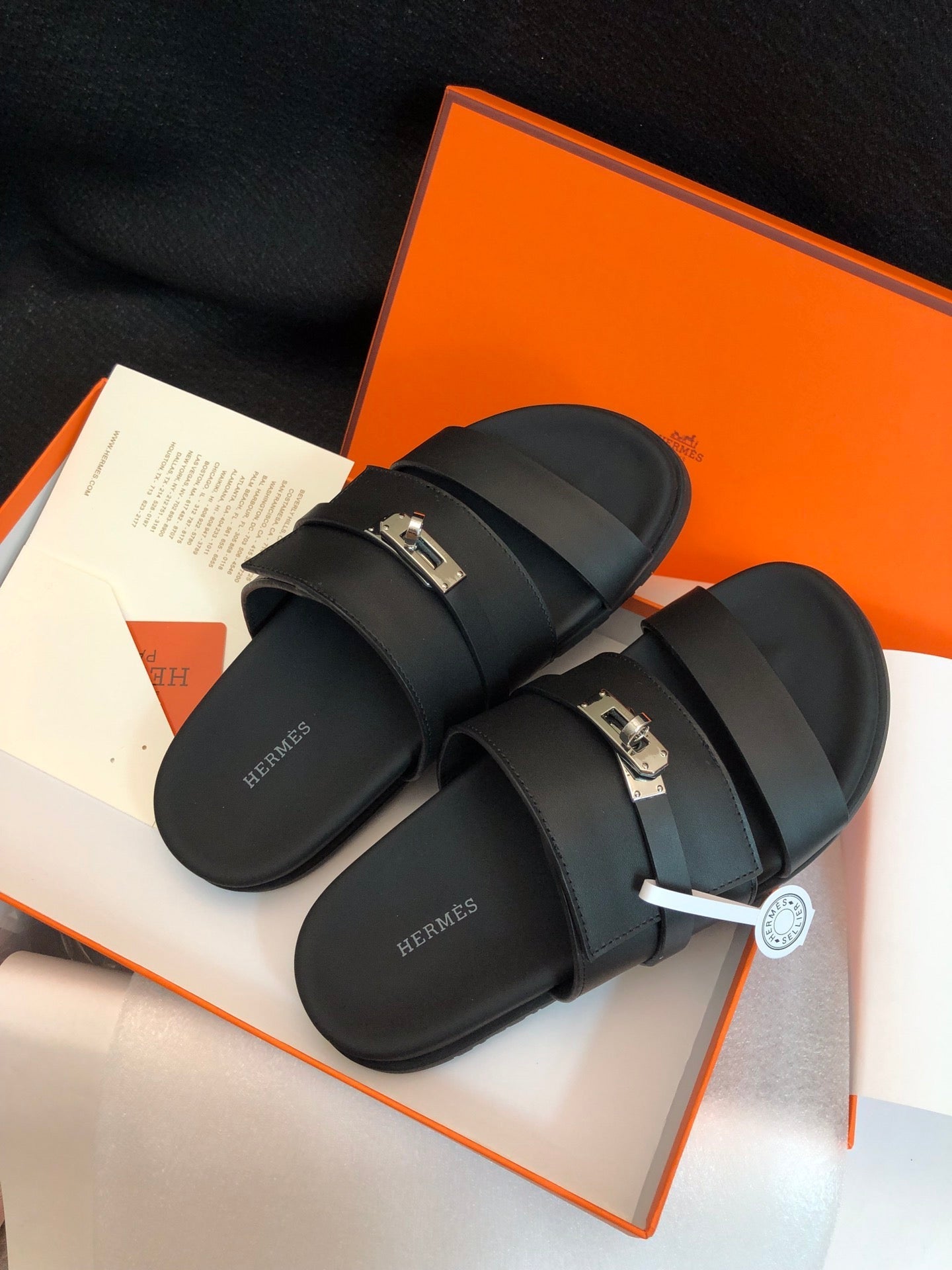 GABRIEL SANDAL MULE IN BLACK CALFSKIN、mysite、Cacoeks