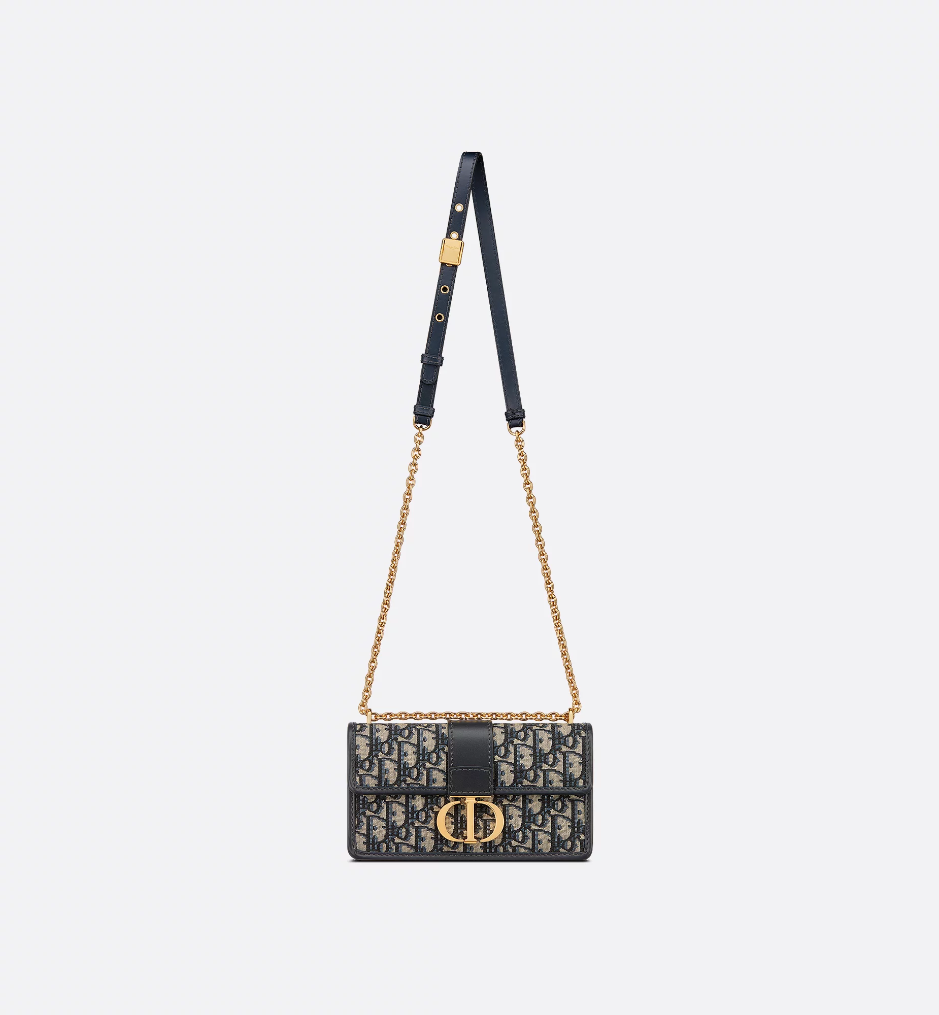 30 Montaigne East-West Bag with Chain Blue Dior Oblique Jacquard E07