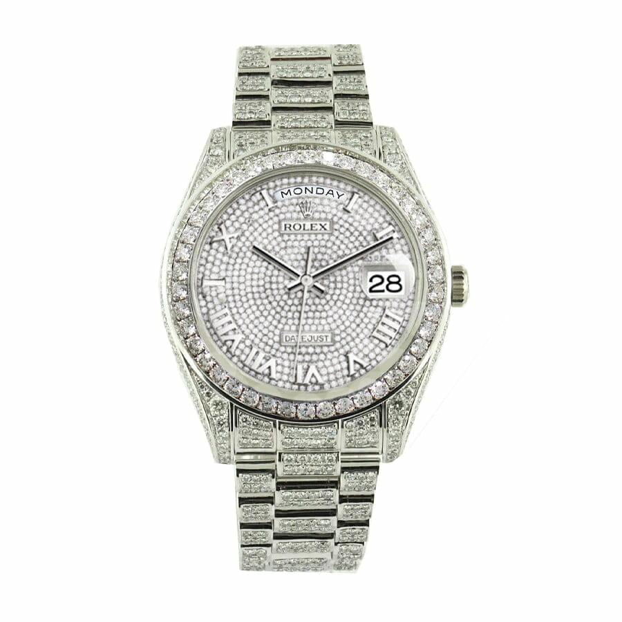 Rolex Datejust Baguette II White Gold Iced Out Diamond Dial 116300 Replica-fasswatch