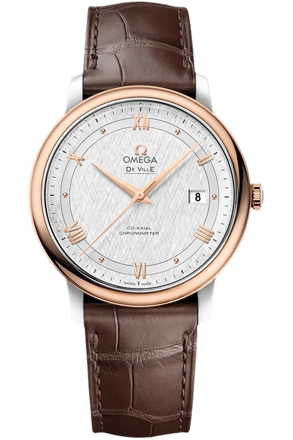 Omega De Ville Ref. 424.23.40.20.02.002 Super Clone Watch – Silver Dial Leather Strap Fake Replica
