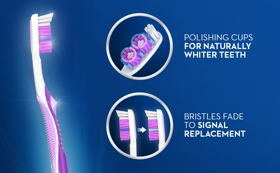 Polishing cups for whiter teeth, bristles fade to signal replacement