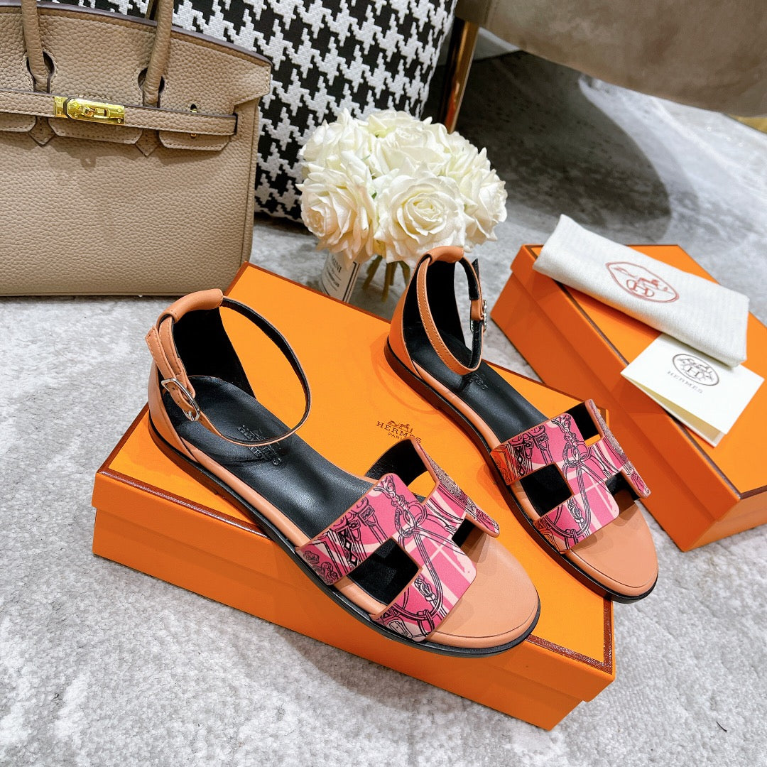 SANTORINI SANDAL BLACK MIX LIGHT PINK CALFSKIN WITH PATTERN、mysite、Cacoeks