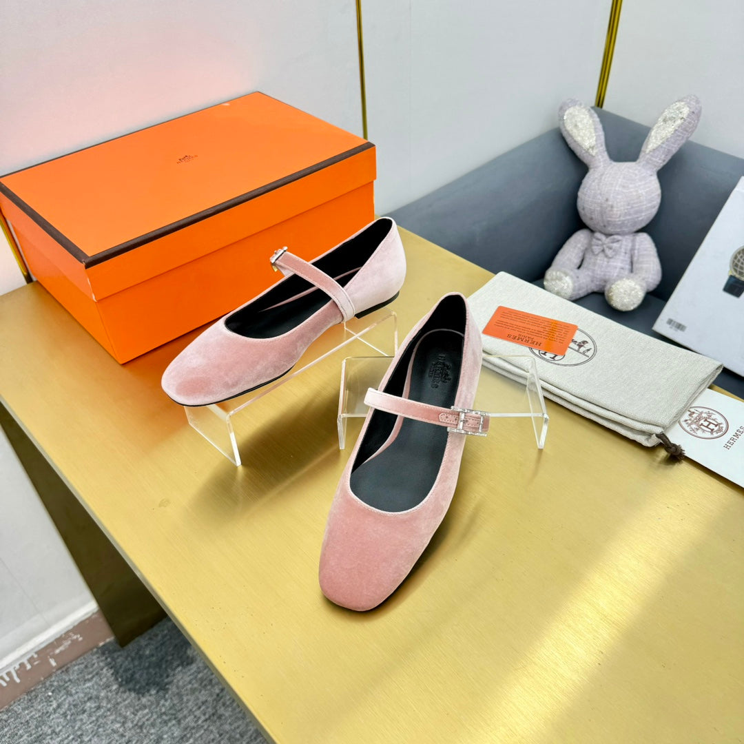 HM BALLET FLATS IN LIGHT PINK SUEDE、mysite、Cacoeks