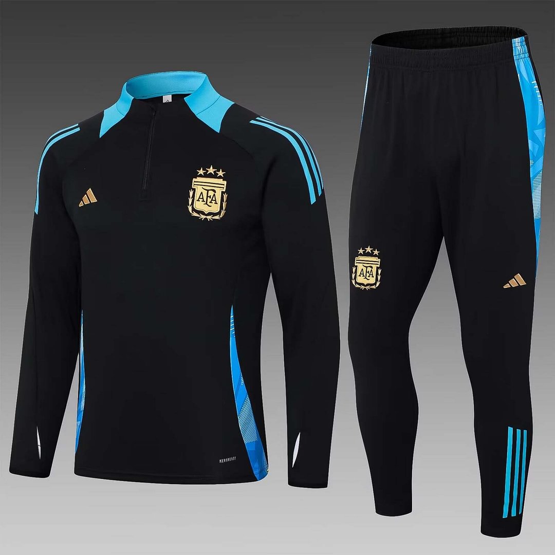 2024 Argentina Half-Pull Training Suit Black Football Shirt Set-mysite Custom Football Kit- Nextkits