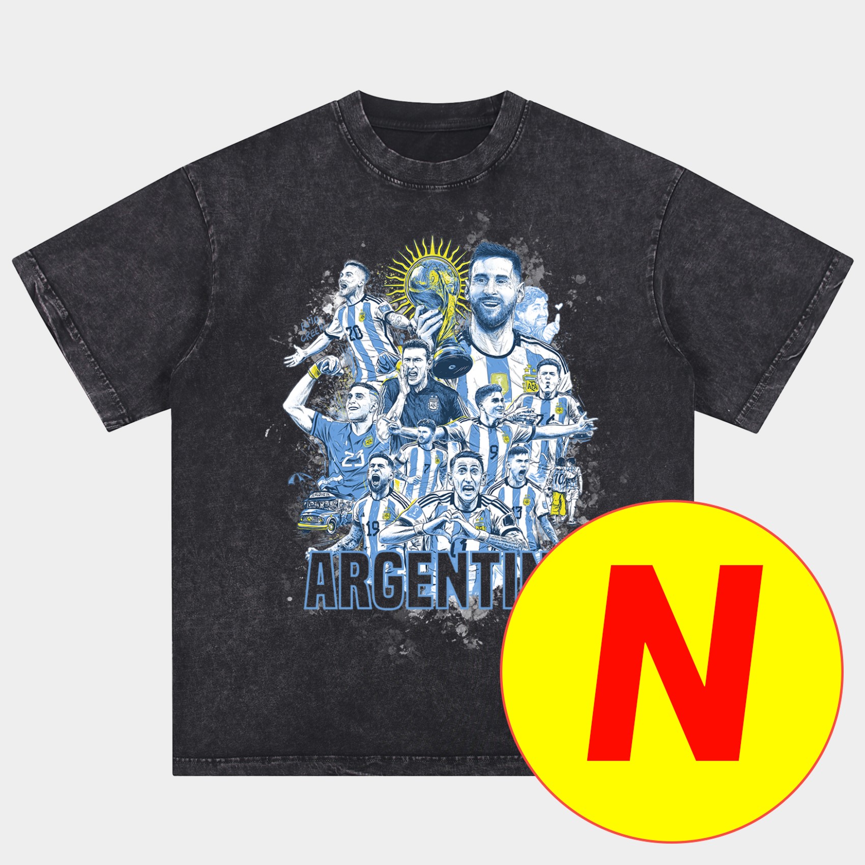 UltraTrikot-Messi GOAT Argentina Barcelona INT M.A.M Oversized Washed T-Shirt
