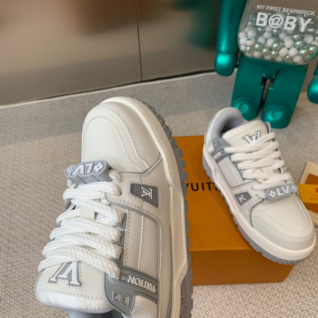 LV TRAINER MAXI SNEAKER IN WHITE MIX DOVE GRAY CALFSKIN、mysite、Cacoeks