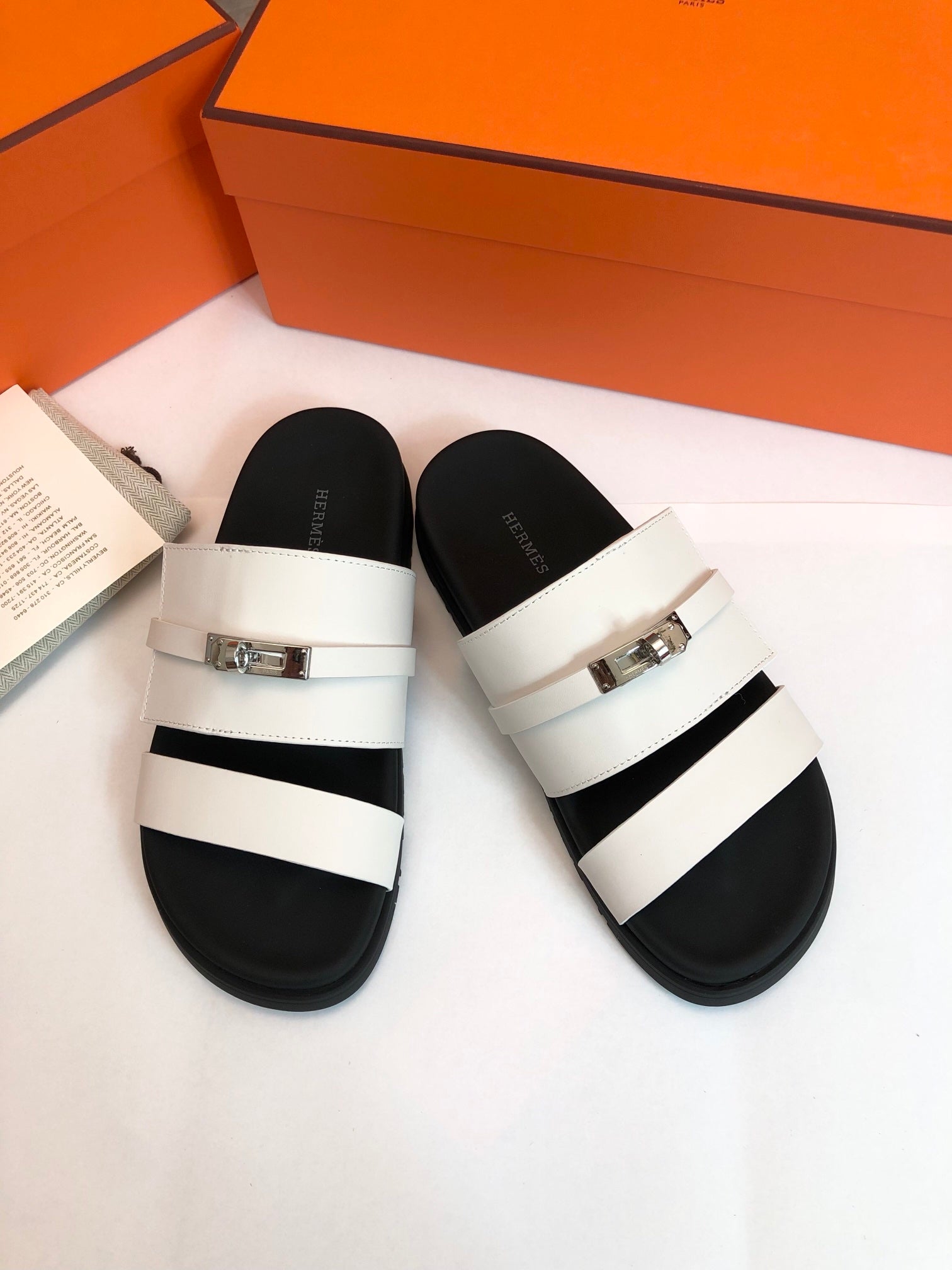 GABRIEL SANDAL MULE IN WHITE CALFSKIN、mysite、Cacoeks