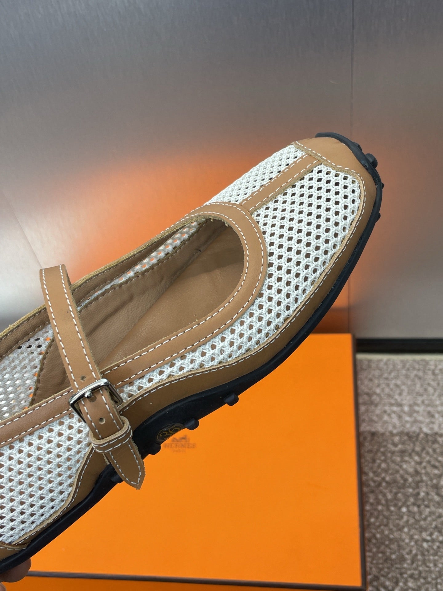 KICHU BALLET FLAT IN BRONZE BROWN CROCHET KNIT AND CALFSKIN、mysite、Cacoeks