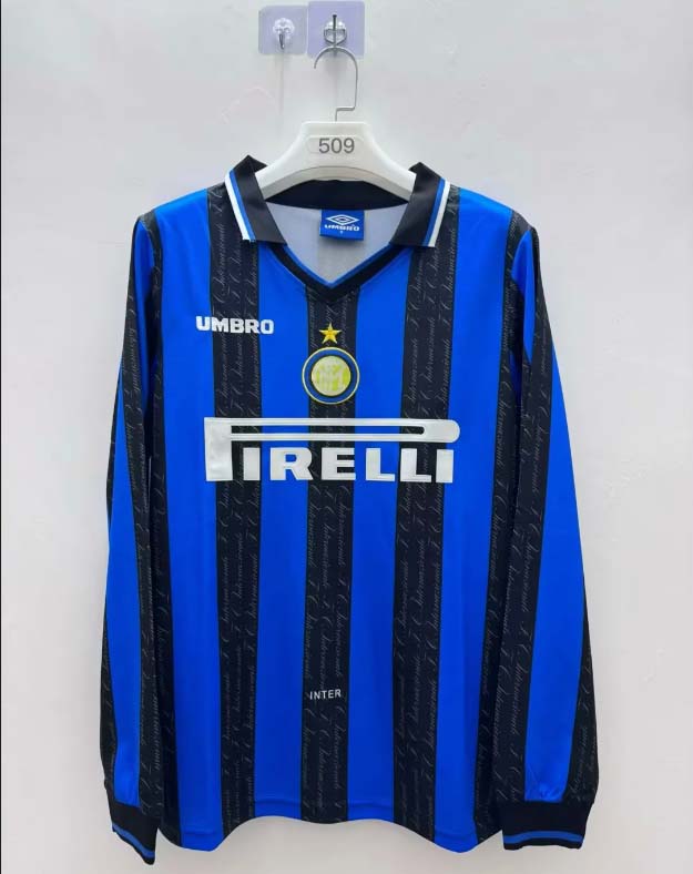 1997/1998 Retro Long Sleeve Internazionale Milan Home Football Jersey 1:1 Thai Quality:football jersey mysite: unitedjerseyfootball 邓江浪:football