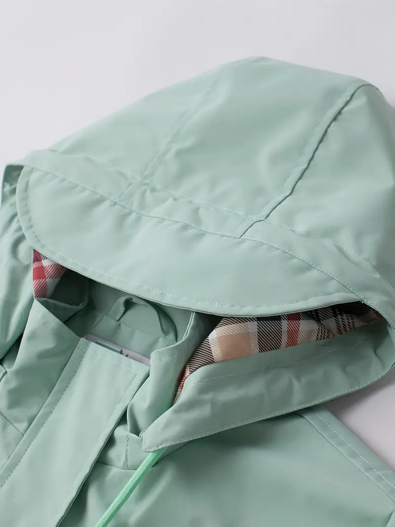 womens beige hooded zip up trench coat with drawstring waist multiple pockets casual long sleeve jacket for fall winter machine washable Product details 24